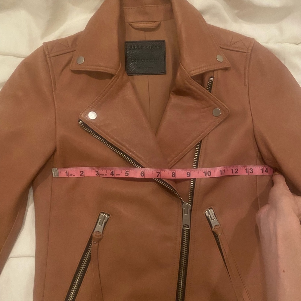 All Saints Dalby Leather Slim Fit Jacket - Picture 7 of 10